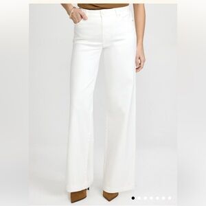 Laura Braided Waist Trim Wide-Leg Jeans Vanilla White